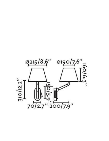 Aplique de pared Eterna Izquierda – Faro – Lámpara de lectura en 3 colores