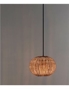 Lámpara colgante Haka - Faro – Pantalla de ratán circular, aspecto natural