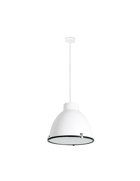 Lámpara colgante Charlotte – Faro – Pantalla de acero en gris o blanco, diseño industrial