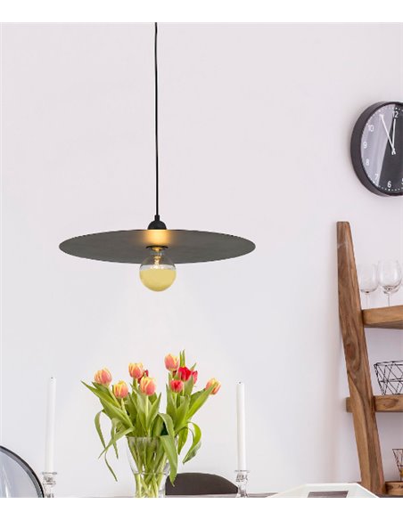 Lámpara colgante Plat - Faro - Lámpara decorativa de acero en blanco o negro