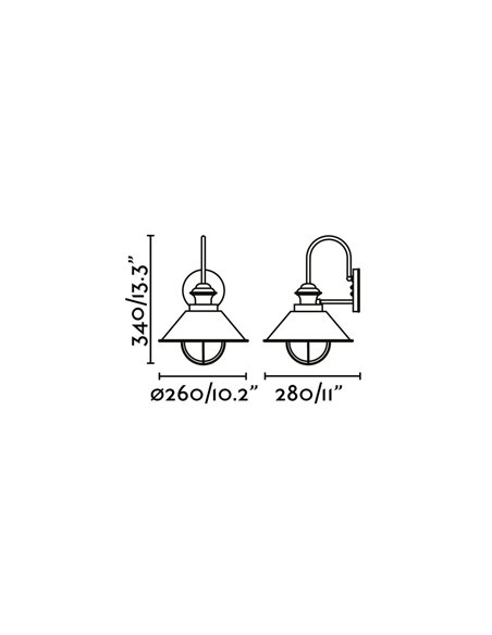 Aplique de pared Náutica – Faro – Lámpara para terraza, estilo rústico en marrón