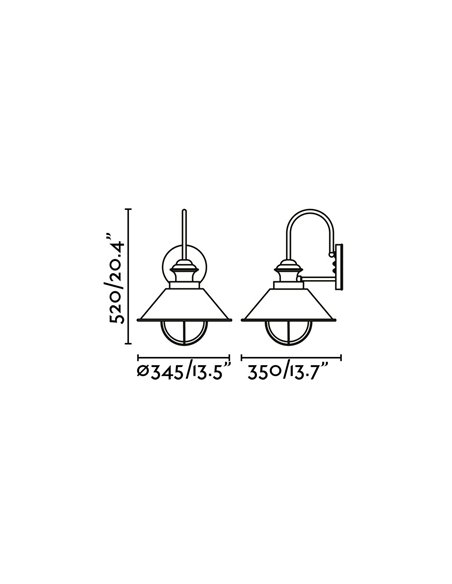 Aplique de pared Náutica – Faro – Lámpara para terraza, estilo rústico en marrón