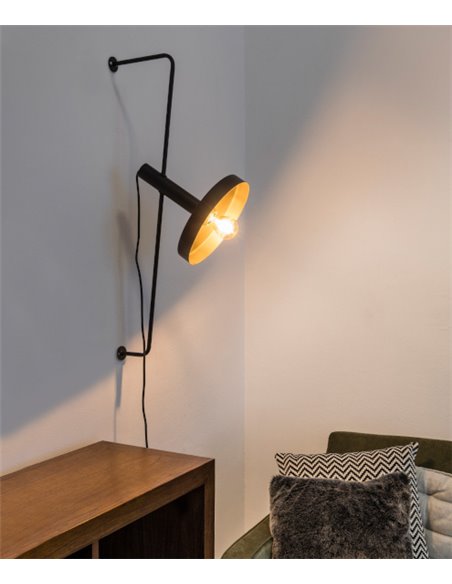 Aplique de pared Whizz – Faro – Diseño vintage en negro y dorado