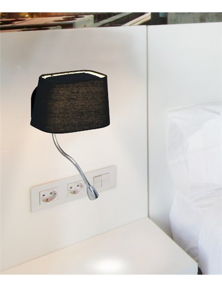 Aplique de pared Sweet – Faro – Lámpara moderna con lector, pantalla blanca o negra