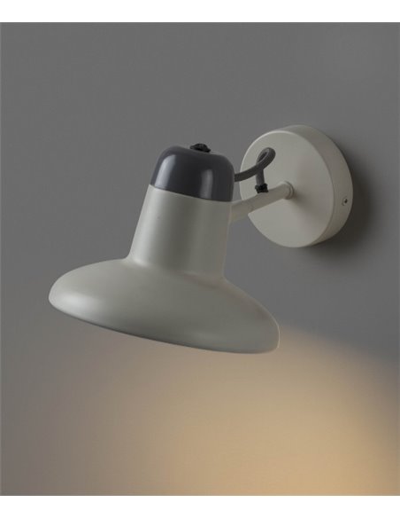 Lámpara de pared Snap – Faro – Diseño industrial en blanco o gris, pantalla orientable