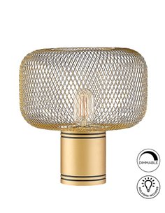 Lámpara de mesa Osiris – Schuller – Tulipa de malla metálica en dorado o negro