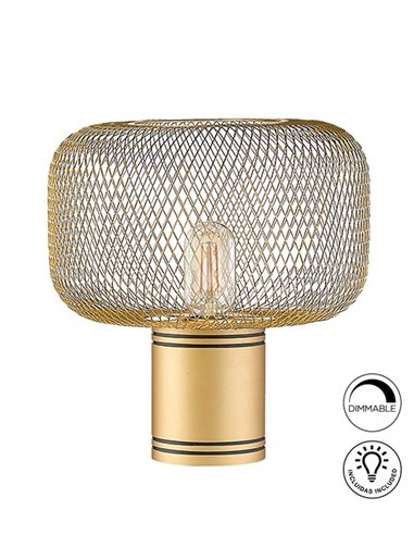 Lámpara de mesa Osiris – Schuller – Tulipa de malla metálica en dorado o negro
