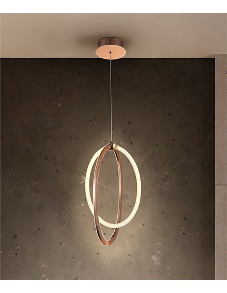 Lámpara colgante Ocellis – Schuller – Lámpara decorativa LED, acabado oro rosa