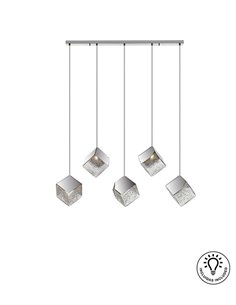 Lámpara colgante lineal Priscila – Schuller – Tulipas cúbicas de cristal, altura regulable 2