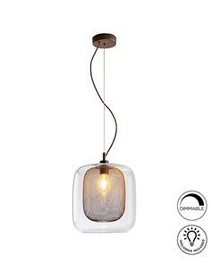 Lámpara colgante Fox – Schuller – Lámpara regulable con pantalla de cristal y malla 2