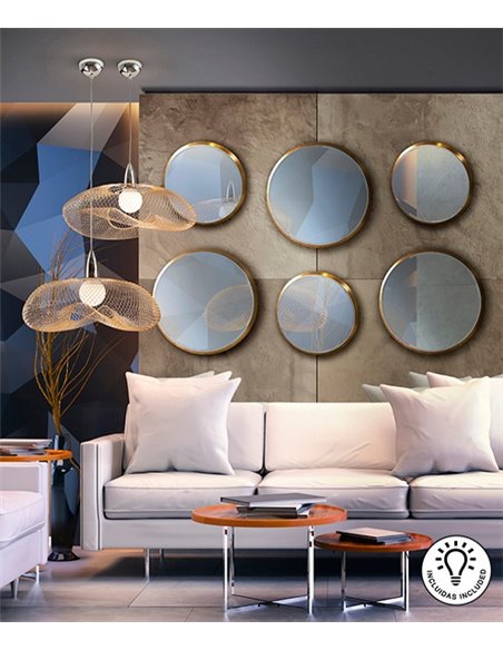 Lámpara colgante decorativa Forma – Schuller – Pantalla de malla negra o dorada