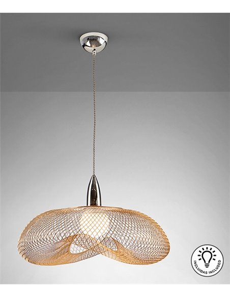 Lámpara colgante decorativa Forma – Schuller – Pantalla de malla negra o dorada