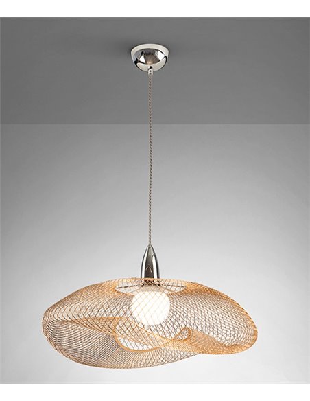 Lámpara colgante decorativa Forma – Schuller – Pantalla de malla negra o dorada