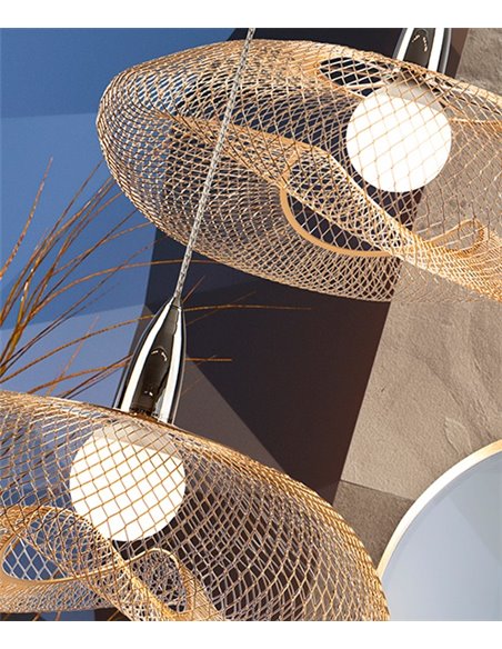 Lámpara colgante decorativa Forma – Schuller – Pantalla de malla negra o dorada