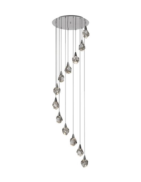 Lámpara colgante Aquaria 12 – Schuller – 12 tulipas de cristal macizo, lámpara LED decorativa