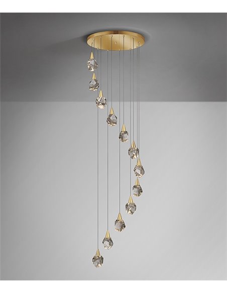 Lámpara colgante Aquaria 12 – Schuller – 12 tulipas de cristal macizo, lámpara LED decorativa