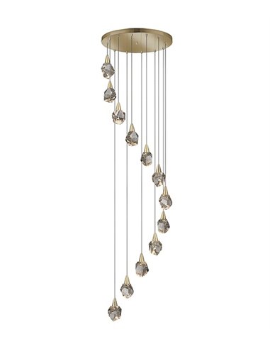 Lámpara colgante Aquaria 12 – Schuller – 12 tulipas de cristal macizo, lámpara LED decorativa