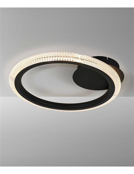 Plafón de techo/Aplique de pared Ring – Schuller – Lámpara elegante negra con aro difusor acrílico