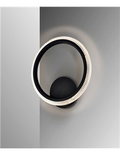 Plafón de techo/Aplique de pared Ring – Schuller – Lámpara elegante negra con aro difusor acrílico