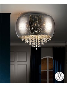 Plafón de techo Caelum – Schuller – Lámpara de cristal soplado, disponible en cromo o cobre