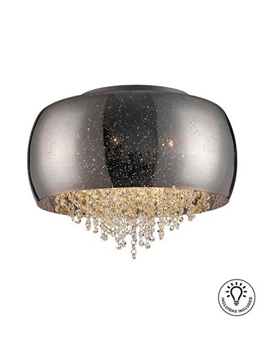 Plafón de techo Caelum – Schuller – Lámpara de cristal soplado, disponible en cromo o cobre
