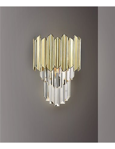 Lámpara de pared Tiara – Schuller – Pantalla de cristal facetado, 2 acabados disponibles