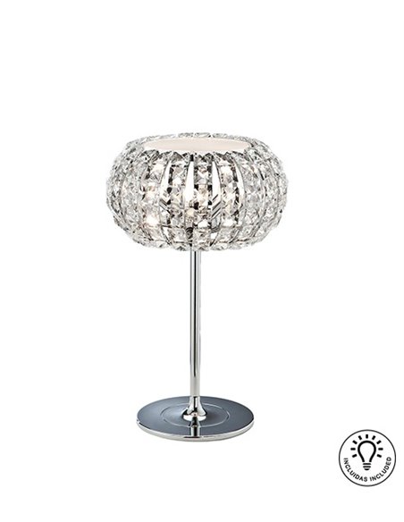 Lámpara de mesa Diamond – Schuller – Pantalla de cristal, acabado cromo