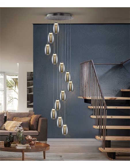 Lámpara colgante Nebula – Schuller – Diseño decorativo con 12 luces, acabado cromo