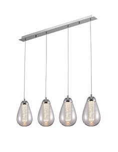 Lámpara colgante lineal Taccia – Schuller – Lámpara vintage con 4 tulipas de cristal 2