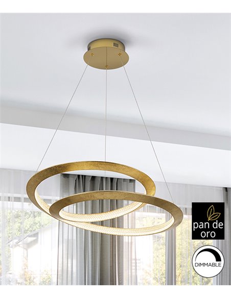 Lámpara colgante Eternity – Schuller – Diseño decorativo dorado, 2 tamaños