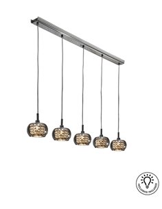Lámpara colgante lineal Arián – Schuller – 5 tulipas de cristal espejado 2