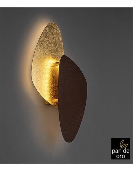 Aplique de pared Contra – Schuller – Lámpara decorativa LED en dorado y óxido