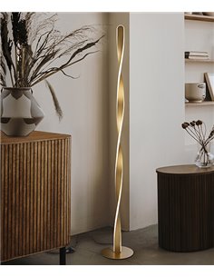 Lámpara de pie Twist – Schuller – Diseño minimalista dorado, lámpara LED
