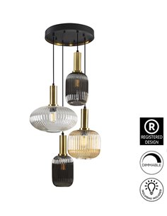 Lámpara colgante Norma- Schuller – Lámpara de 4 luces, tulipas de cristal en 3 colores 2