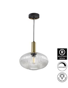 Lámpara colgante Norma – Schuller – Pantalla de cristal moldeado transparente 2