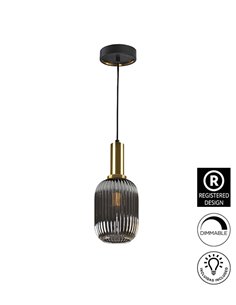 Lámpara colgante Norma – Schuller – Tulipa de cristal en gris smoke, lámpara decorativa 2