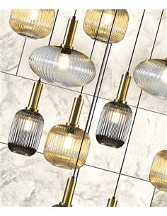 Lámpara colgante Norma 18 - Schuller - Lámpara decorativa grande XL con 18 tulipas de cristal