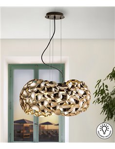 Lámpara colgante Narisa – Schuller – Lámpara decorativa de 5 luces, acabado con baño de oro rosa