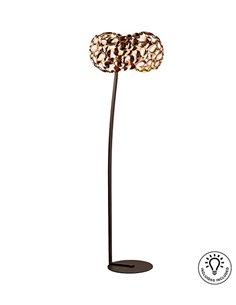 Lámpara de pie Narisa – Schuller – Lámpara de metal con baño de oro rosa y pintura marrón 2