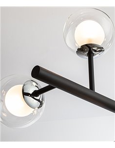 Lámpara colgante Altais - Schuller - Lámpara vintage decorativa negra de cristal, 9 luces