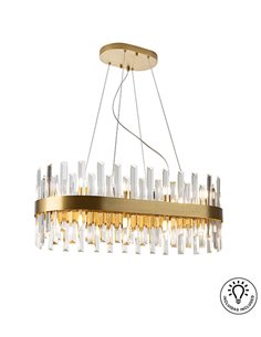 Lámpara colgante Grace – Schuller – Lámpara elegante con barras de cristal, acabado oro 2