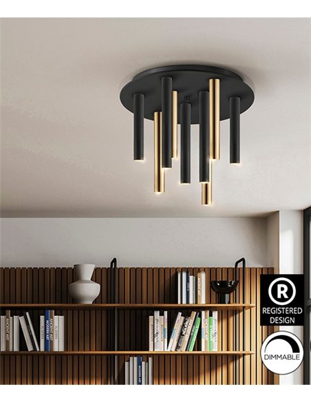 Plafón de techo Varas – Schuller – Diseño minimalista en 3 colores, lámpara LED minimalista