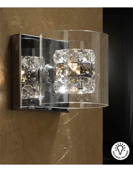 Aplique de pared Flash – Schuller – Doble tulipa de cristal, diseño decorativo