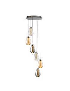 Lámpara colgante Taccia – Schuller – Lámpara con 6 luces con doble tulipa, regulable en altura 2