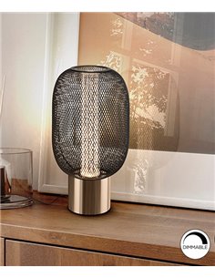 Lámpara de mesa Micrón – Schuller – Doble tulipa decorativa, acabado oro brillo