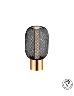 Lámpara de mesa Micrón – Schuller – Doble tulipa decorativa, acabado oro brillo 2