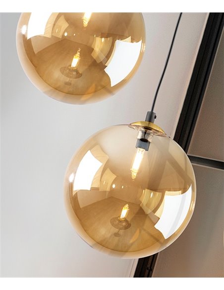 Lámpara colgante Dark – Schuller – Lámpara tipo bola en 2 tamaños, tulipa de cristal ámbar Lámpara colgante Dark – Schuller – Lámpara tipo bola en 2 tamaños, tulipa de cristal ámbar