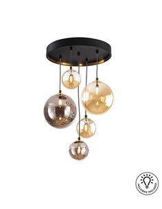 Lámpara colgante Dark – Schuller – Tulipas de cristal ámbar y gris smoke 2