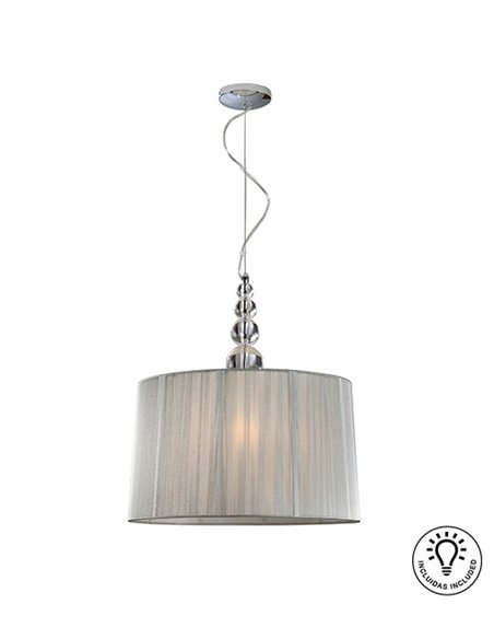 Lámpara colgante Mercury – Schuller – Pantalla de hilo tensado plata, diseño elegante