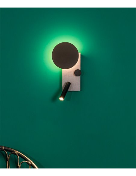 Lámpara aplique derecho con lector Klee – Faro – Acero gris, Atenuable, COB LED 2700K